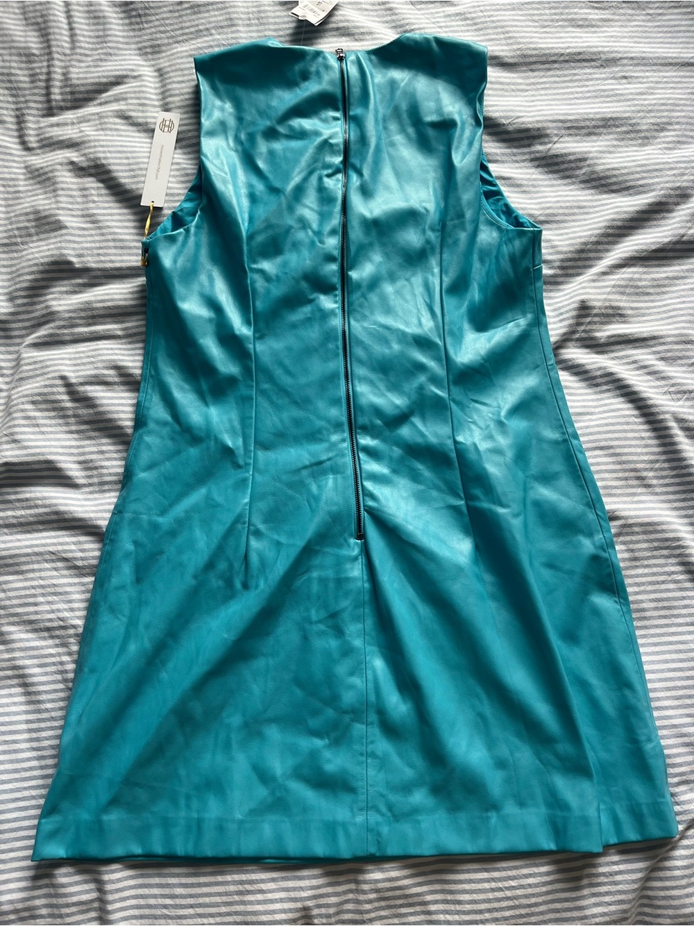 House of Harlow 1960 Cyan Blue Vegan Leather Dress - Picture 2 of 4